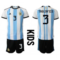 Otroški Nogometni dresi Argentina Nicolas Tagliafico #3 Domači SP 2022 Kratek Rokav (+ Kratke hlače)